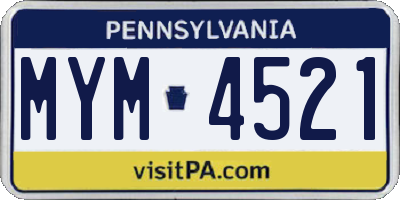 PA license plate MYM4521