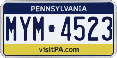 PA license plate MYM4523