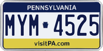 PA license plate MYM4525