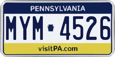 PA license plate MYM4526