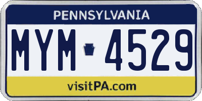 PA license plate MYM4529