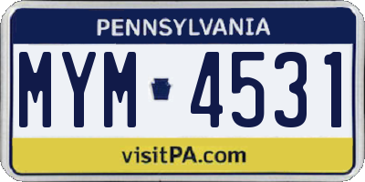 PA license plate MYM4531