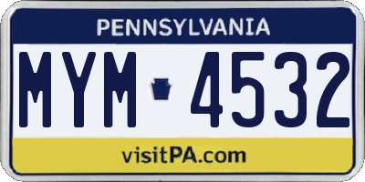 PA license plate MYM4532