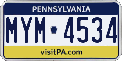 PA license plate MYM4534