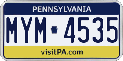 PA license plate MYM4535
