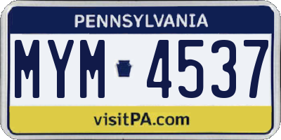 PA license plate MYM4537