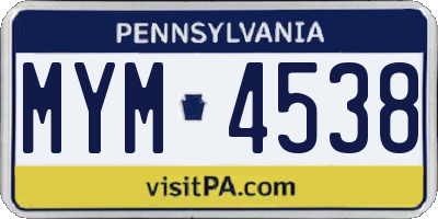 PA license plate MYM4538