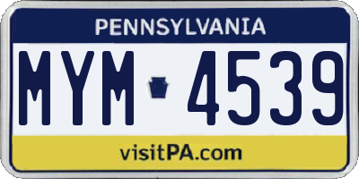 PA license plate MYM4539