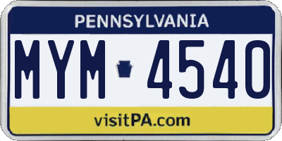 PA license plate MYM4540