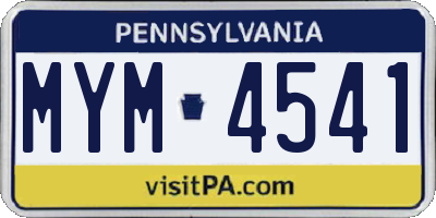 PA license plate MYM4541