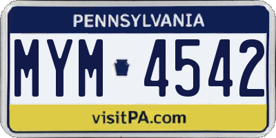 PA license plate MYM4542