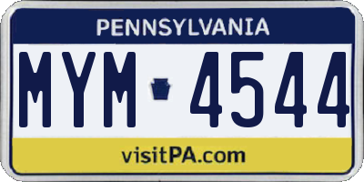PA license plate MYM4544