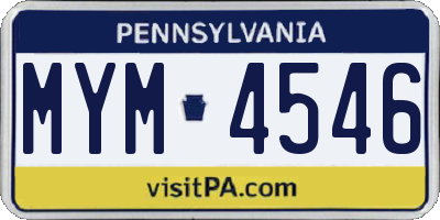 PA license plate MYM4546
