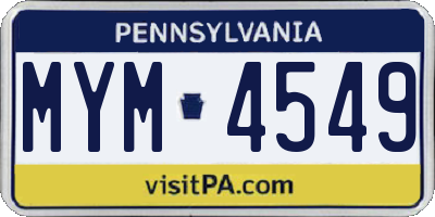 PA license plate MYM4549