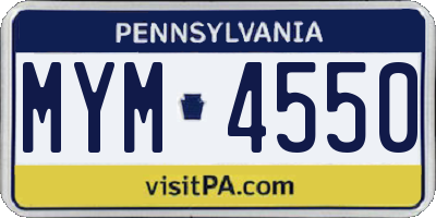 PA license plate MYM4550
