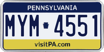 PA license plate MYM4551