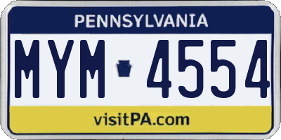 PA license plate MYM4554