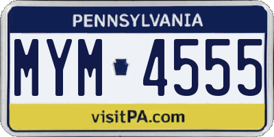 PA license plate MYM4555