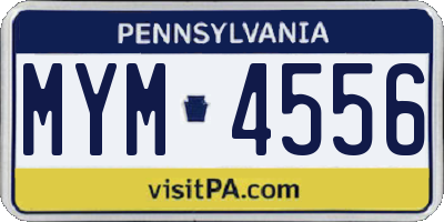 PA license plate MYM4556