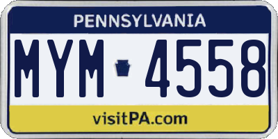 PA license plate MYM4558