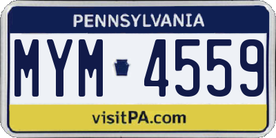 PA license plate MYM4559