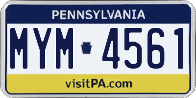 PA license plate MYM4561