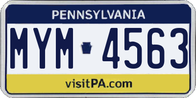 PA license plate MYM4563