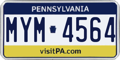 PA license plate MYM4564