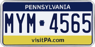 PA license plate MYM4565