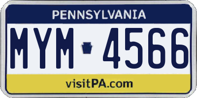 PA license plate MYM4566