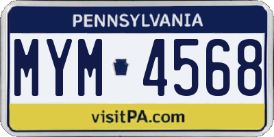 PA license plate MYM4568