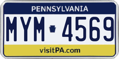 PA license plate MYM4569