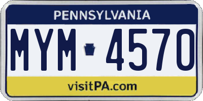 PA license plate MYM4570