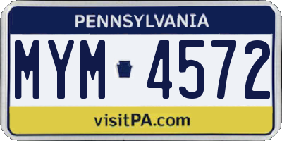 PA license plate MYM4572