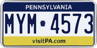 PA license plate MYM4573