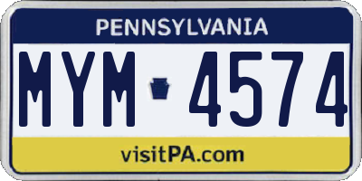 PA license plate MYM4574