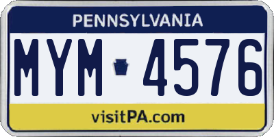 PA license plate MYM4576