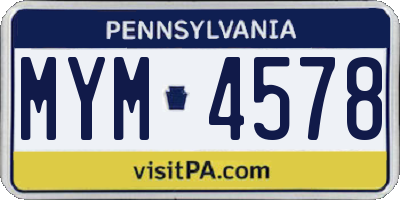 PA license plate MYM4578