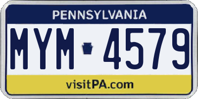 PA license plate MYM4579