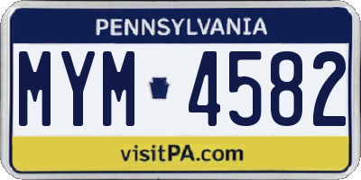 PA license plate MYM4582