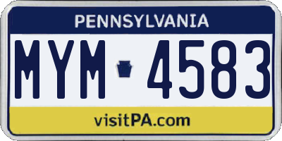 PA license plate MYM4583