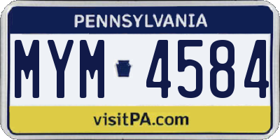 PA license plate MYM4584