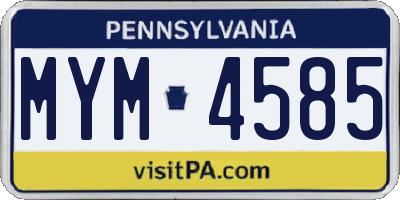 PA license plate MYM4585