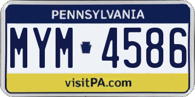 PA license plate MYM4586
