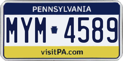 PA license plate MYM4589