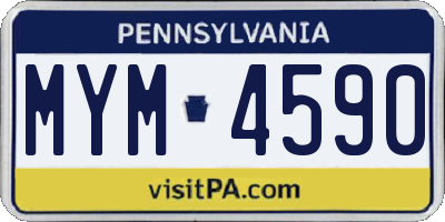 PA license plate MYM4590