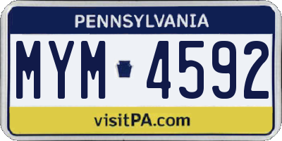 PA license plate MYM4592