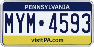 PA license plate MYM4593