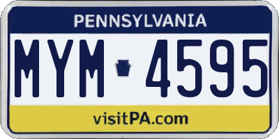 PA license plate MYM4595