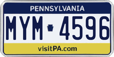 PA license plate MYM4596